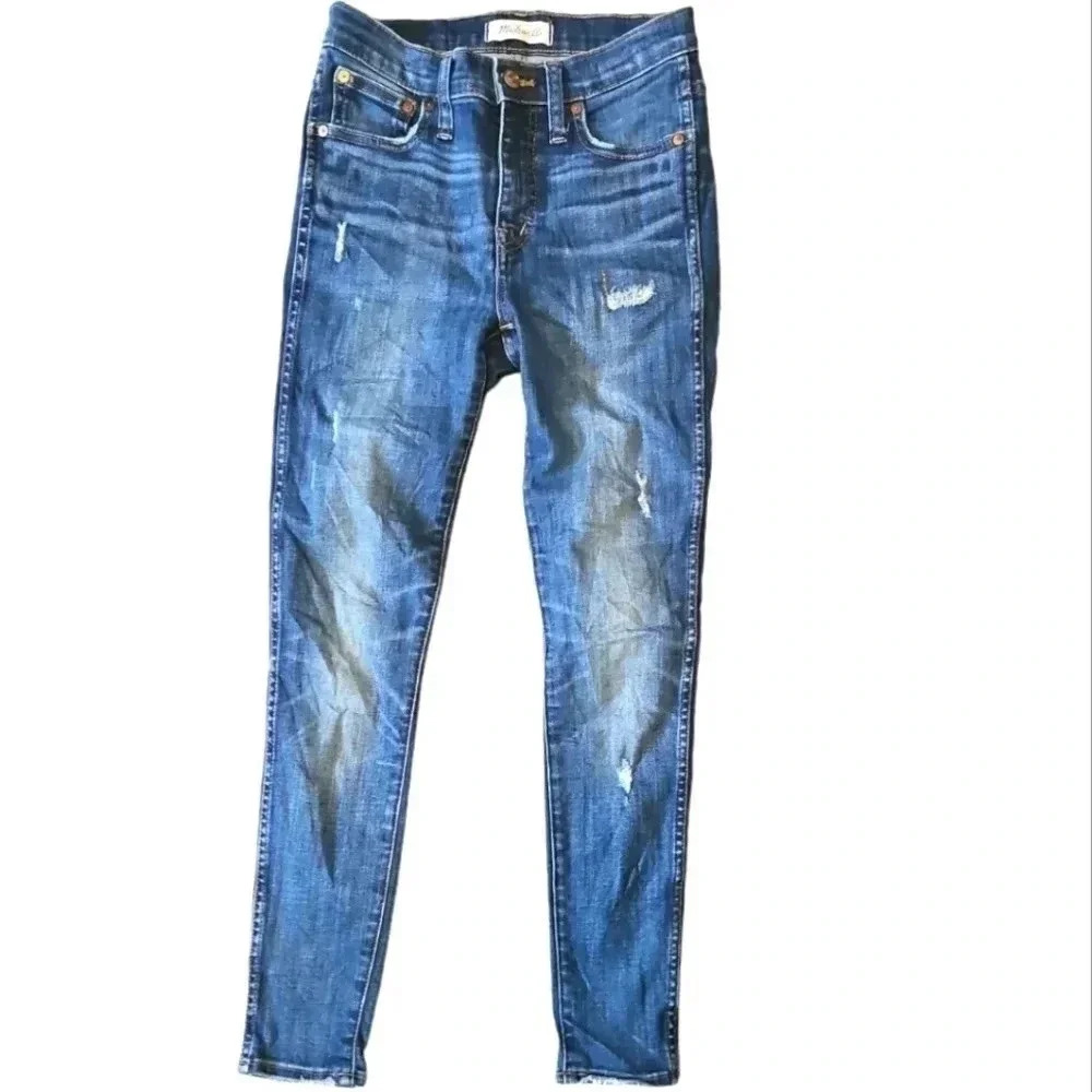 MADEWELL 9” High Rise Skinny Jeans in Ontario Wash Distressed Style G7190